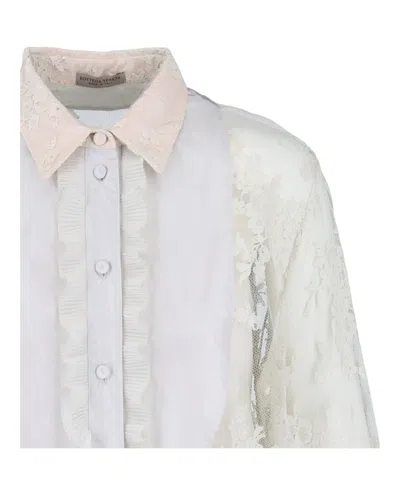 Bottega Veneta Floral Embroidered Top With Lace Details In Pink