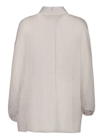 Blanca Vita Oversized Striped Shirt In Cotton-silk Blend In Gray