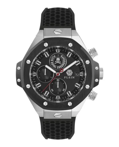 Philipp Plein Plein Chrono Royal Silicone Watch In Black