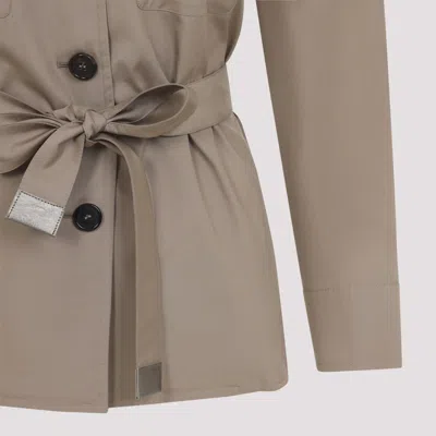 Max Mara Tailored Cotton Shirt With Classic Collar And Belted Waist In Neutral