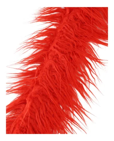 Gucci Vibrant Long Faux Fur Scarf With Plush Texture In Red