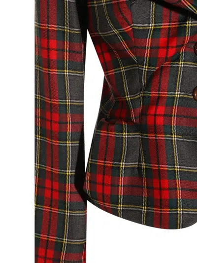 Vivienne Westwood Plaid Tailored Jacket With Notch Lapel And Button-detail Cuffs In Multi