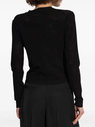 Tory Burch Textured Black Button Front Top With V-neckline And Pockets In Black