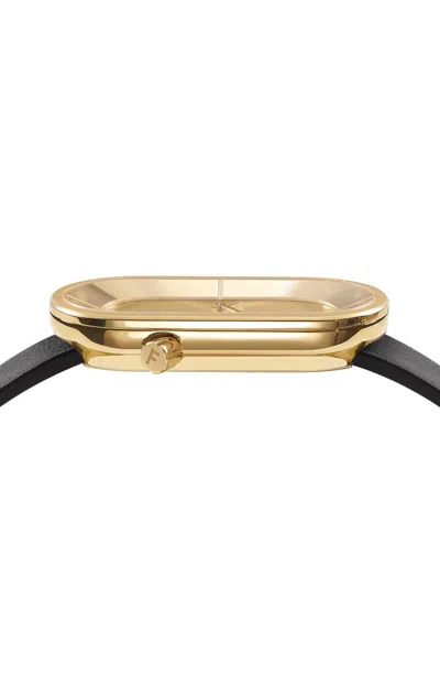 Ferragamo Oval Case Leather Strap Watch With Sunray Dial