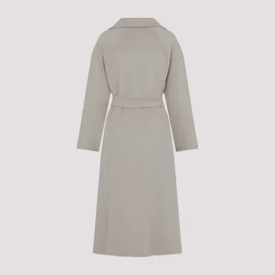 Max Mara Ludmilla Cashmere Coat With Notched Collar And Tonal Belt In Gray