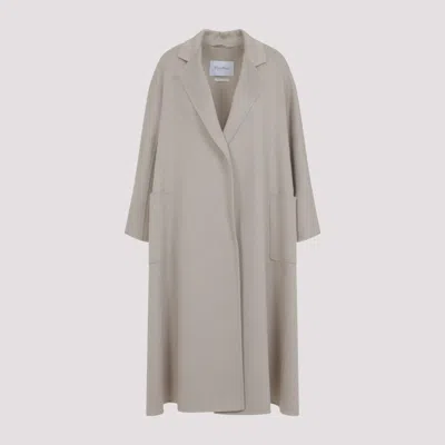 Max Mara Ludmilla Cashmere Coat With Notched Collar And Tonal Belt In Gray