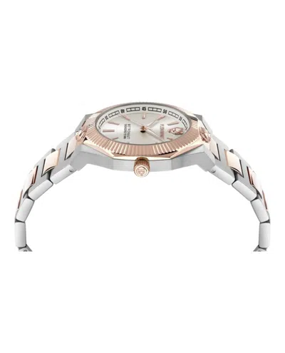 Plein Sport Elegant Two-tone Bracelet Watch With Silver Sunray Dial In Metallic