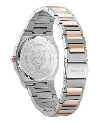 Plein Sport Elegant Two-tone Bracelet Watch With Silver Sunray Dial In Metallic