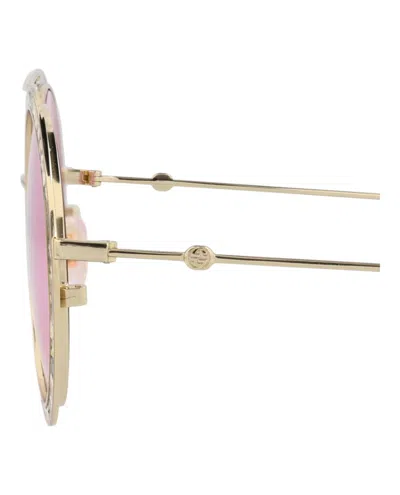 Gucci Round-frame Leather Sunglasses With Metal Temples