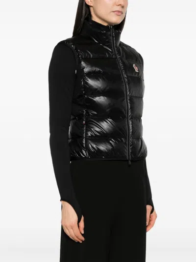 Moncler Grenoble Quilted Black Jacket With High Collar And Glossy Finish In Black