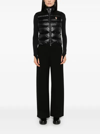 Moncler Grenoble Quilted Black Jacket With High Collar And Glossy Finish In Black