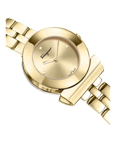 Ferragamo Gancino Bracelet Watch With Polished Gold Finish In Gold