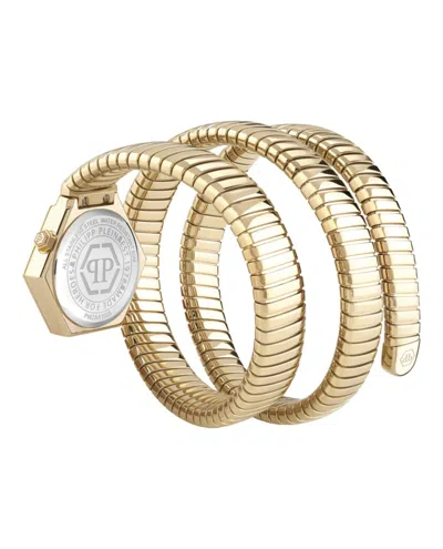 Philipp Plein Women's Snake Hexagon Gold Ion Plated Wrap Bracelet Watch 28mm In Gold