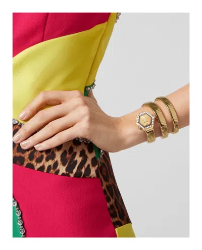 Philipp Plein Women's Snake Hexagon Gold Ion Plated Wrap Bracelet Watch 28mm In Gold