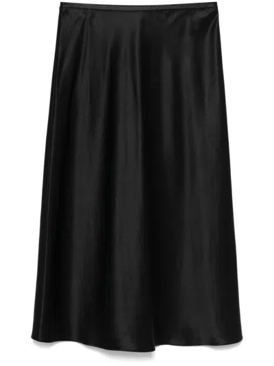 Max Mara Flowing Black Silk Skirt With Refined Silhouette In Black