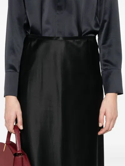 Max Mara Flowing Black Silk Skirt With Refined Silhouette In Black
