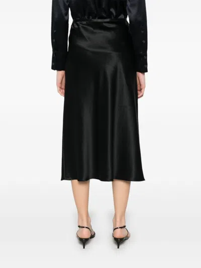Max Mara Flowing Black Silk Skirt With Refined Silhouette In Black