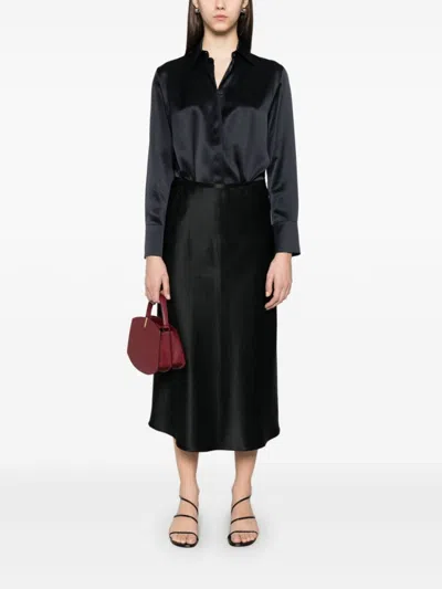 Max Mara Flowing Black Silk Skirt With Refined Silhouette In Black