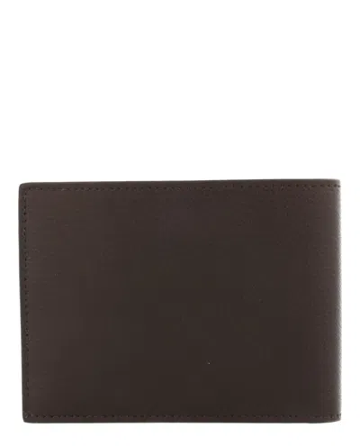 Ferragamo Compact Bifold Wallet With Pebbled Calfskin Leather