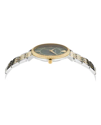 Versace V-eternal Bracelet Watch With Green Guilloche Dial In Metallic