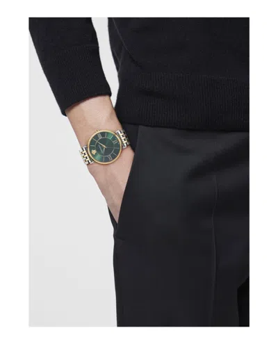Versace V-eternal Bracelet Watch With Green Guilloche Dial In Metallic