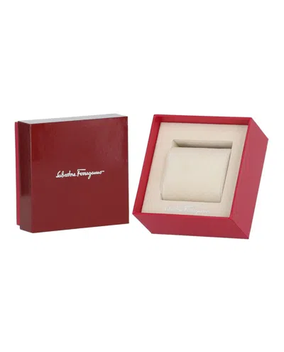 Ferragamo Idillio Leather Watch With Polished Stainless Steel Case In Black