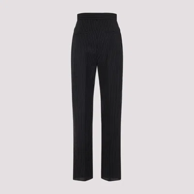 Max Mara Tailored Pinstripe Trousers With High Waist And Pleated Front In Blue