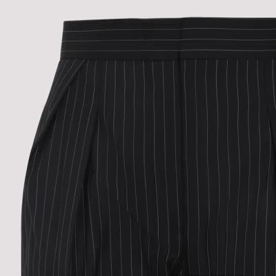 Max Mara Tailored Pinstripe Trousers With High Waist And Pleated Front In Blue