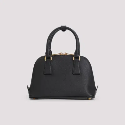 Prada Mini Promenade Leather Top Handle Bag In Black