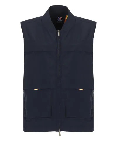 K-way Textured Finish Blue Jacket With Adjustable Hem