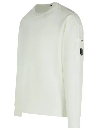 C.p. Company Lens-detail Crew-neck Sweatshirt In White