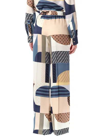 Fendi Patchwork Print Silk Flowing Pyjama Trousers
