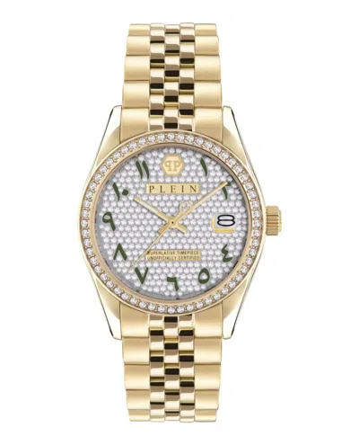 Philipp Plein Date Superlative Crystal Watch In Gold