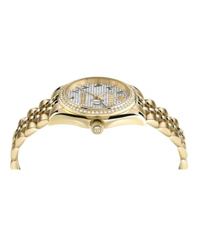 Philipp Plein Date Superlative Crystal Watch In Gold