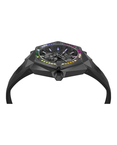 Philipp Plein Men's The Skull Spikes Black Silicone Strap Watch 45mm In Black