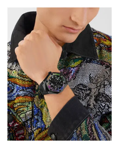 Philipp Plein Men's The Skull Spikes Black Silicone Strap Watch 45mm In Black