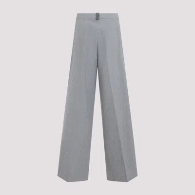 Fabiana Filippi Wide-leg Trousers With Clean Waistband And Subtle Pleats In Gray