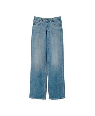 Twinset Twin-set Wide-leg Seasonal Denim Trousers With Classic Five-pocket Design In Blue