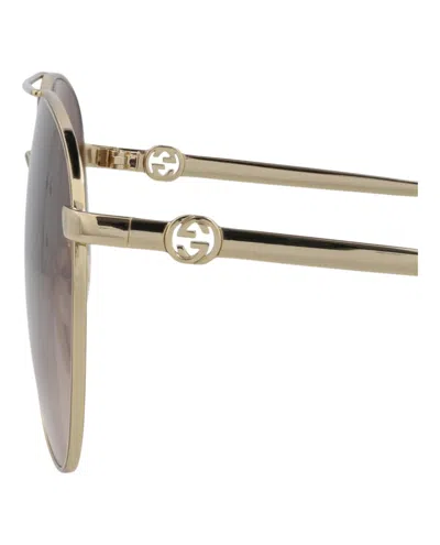 Gucci Aviator-frame Metal Sunglasses With Gradient Lenses In Brown