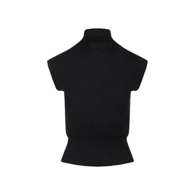 Rick Owens Short Sleeves Turtle Neck Top In Black
