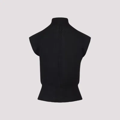Rick Owens Short Sleeves Turtle Neck Top In Black
