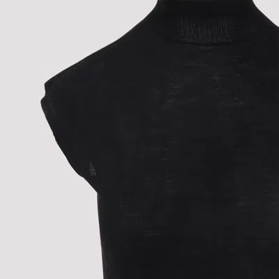 Rick Owens Short Sleeves Turtle Neck Top In Black