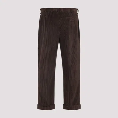 Moschino Straight-leg Trousers With Textured Corduroy Finish In Brown