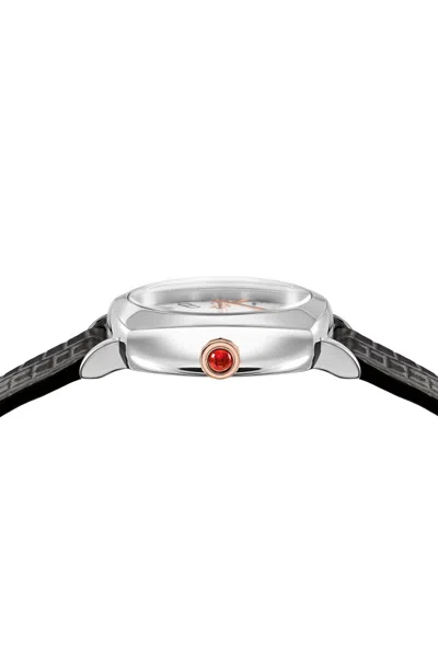 Ferragamo Soft Square Leather Watch In Black