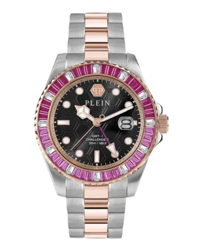Philipp Plein Gmt-i Challenger Baguettes Bracelet Watch In Metallic