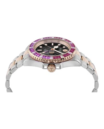 Philipp Plein Gmt-i Challenger Baguettes Bracelet Watch In Metallic
