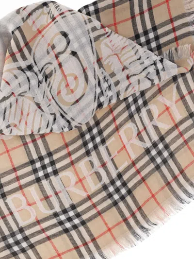 Burberry 'ekd' Scarf In Neutral
