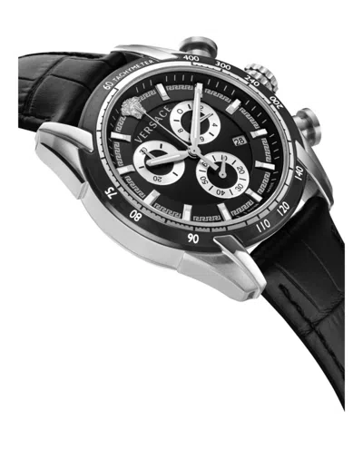 Versace Chronograph Date Quartz Watch In Black