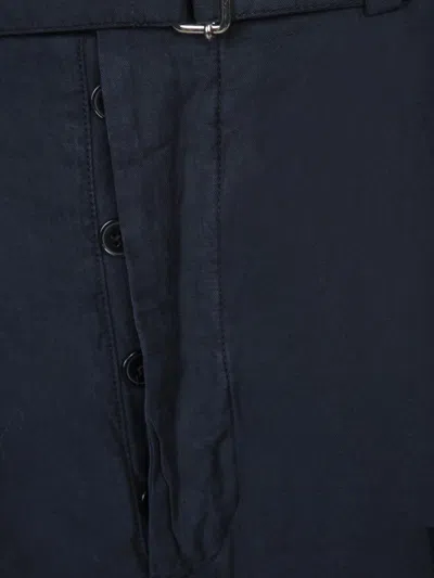 Officine Generale Tailored Blue Trousers With Pleated Front And Cropped Length In Blue