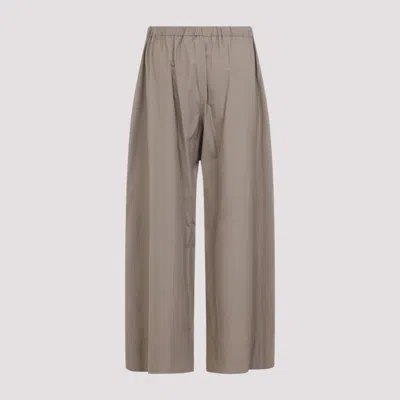 Max Mara Relaxed Fit Wide Leg Trousers In Neutral Cotton In Gray